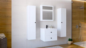 Dulap baie TORETO, alb mat, PAL laminat, cu oglinda, 60x15x70 cm