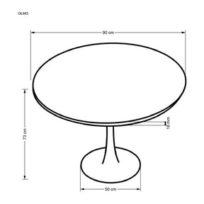 Masa rotunda OLMO, nuc/negru furniruit, 90x73 cm
