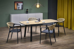 Masa extensibila BARRIL, stejar artisan/negru, 130/170x80x72 cm