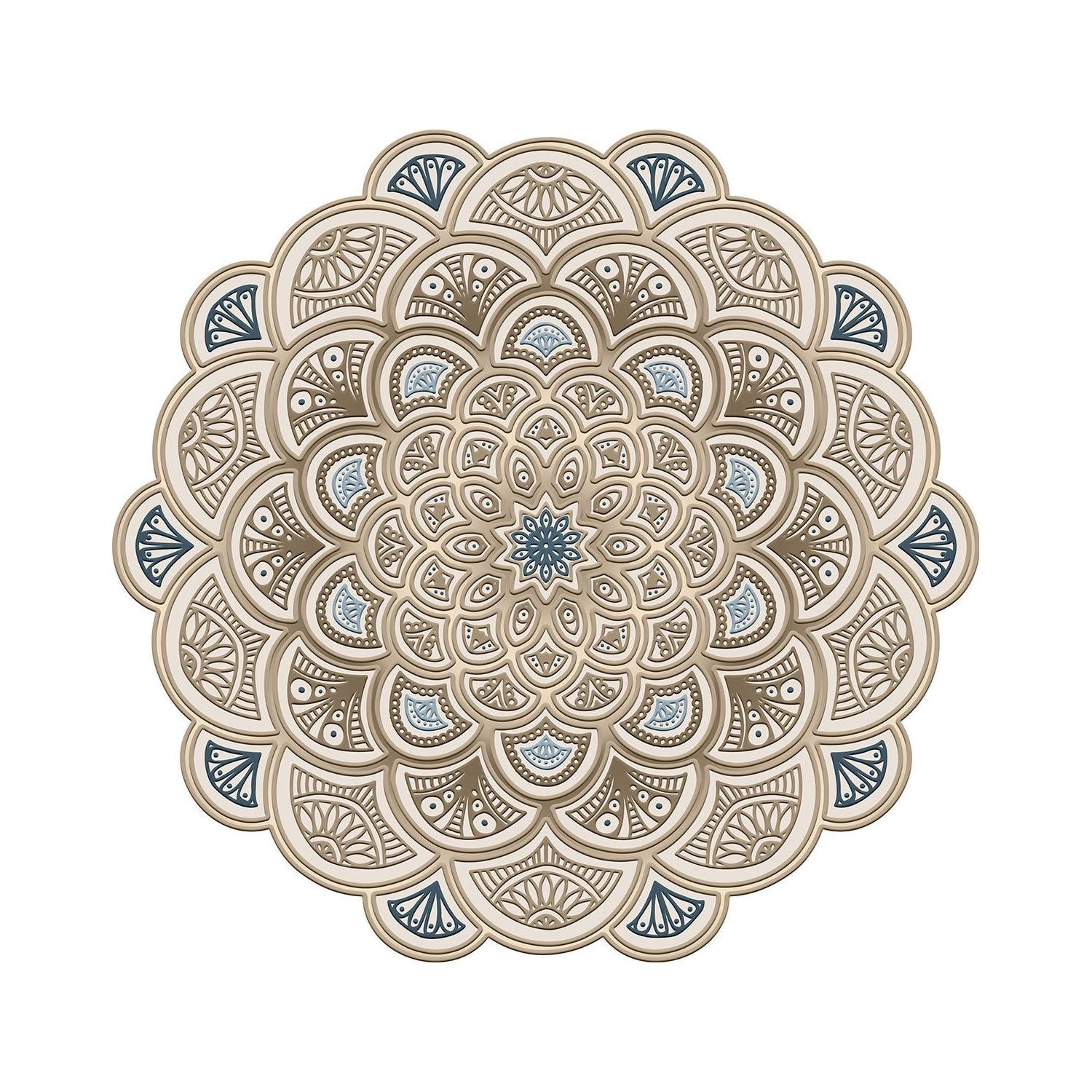 Covor, 180x180 cm, forma rotunda, poliester, crem, ALN600156KR18