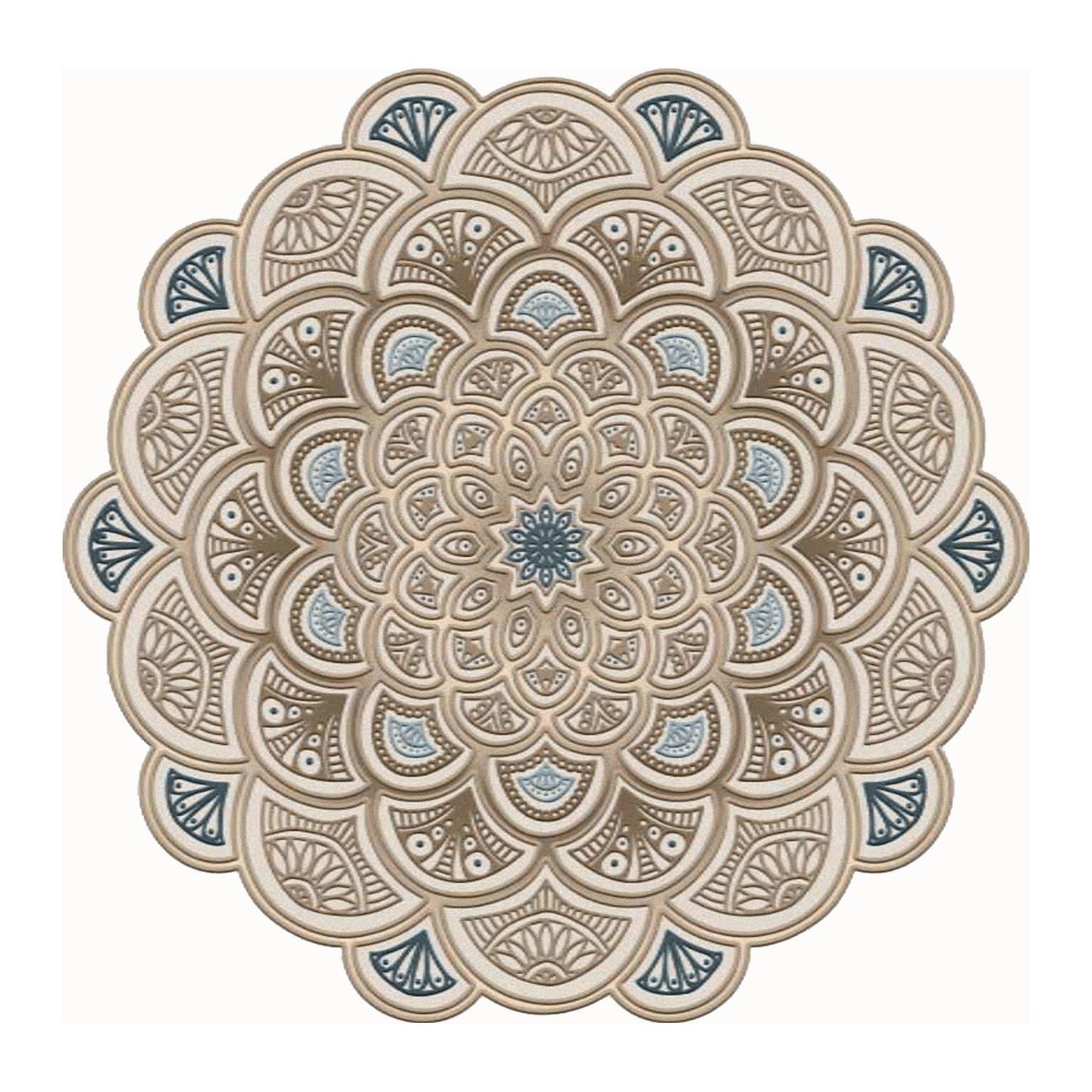 Covor, 180x180 cm, forma rotunda, poliester, crem, ALN600156KR18