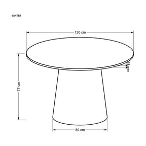 Masa rotunda GINTER, negru furniruit, 120x77 cm