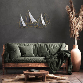 Decoratiune perete BARBAROS, metal, auriu/gri, 125×8×74 cm