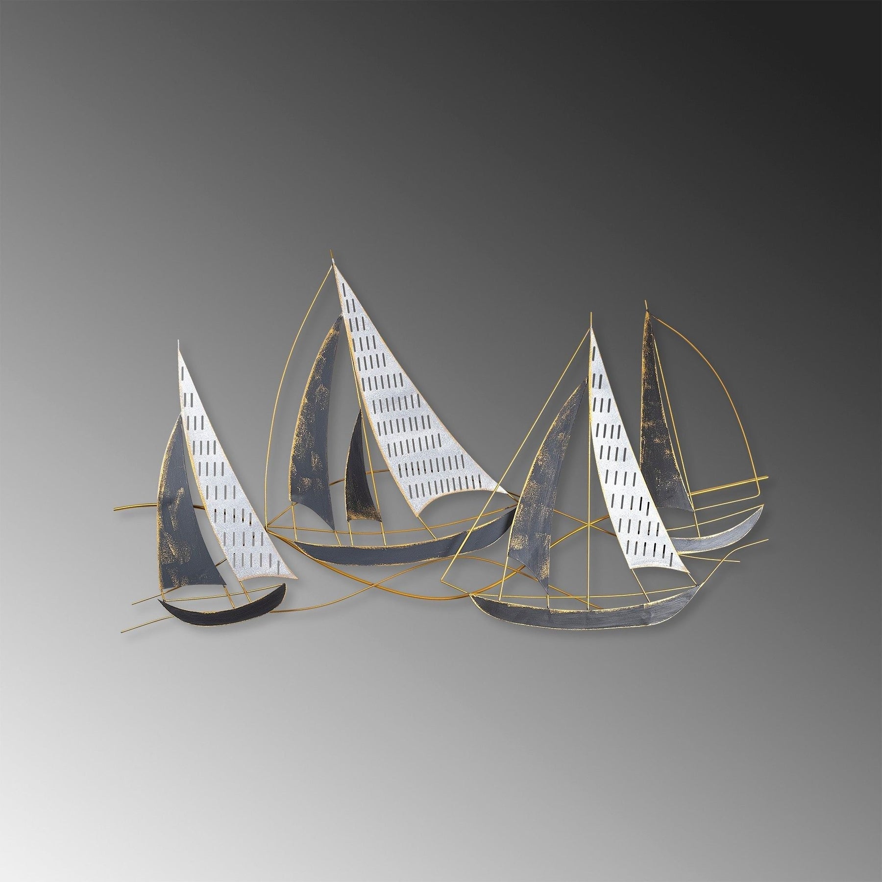 Decoratiune perete BARBAROS, metal, auriu/gri, 125×8×74 cm