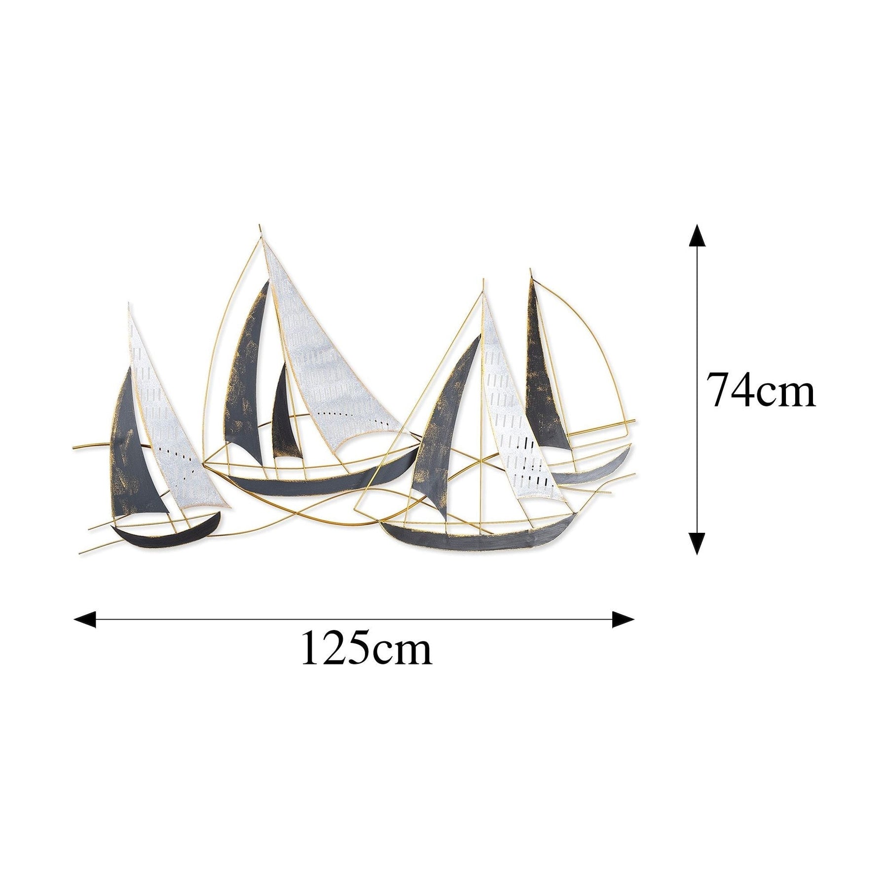 Decoratiune perete BARBAROS, metal, auriu/gri, 125×8×74 cm