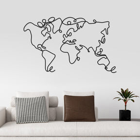 Accesoriu decorativ World Map, negru, metalic, 120x1,5x70 cm