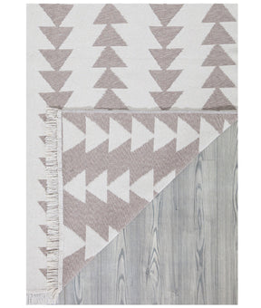 Covor 22994A, 80x150 cm, forma dreptunghiulara, bumbac, alb/bej