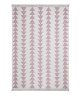 Covor 22994A, 60x100 cm, forma dreptunghiulara, bumbac, alb/roz