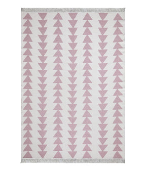 Covor 22994A, 60x100 cm, forma dreptunghiulara, bumbac, alb/roz