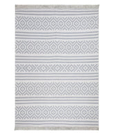 Covor 22996A, 60x100 cm, forma dreptunghiulara, bumbac, alb/gri