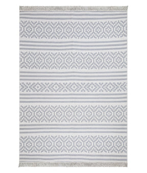 Covor 22996A, 60x100 cm, forma dreptunghiulara, bumbac, alb/gri