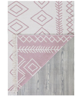 Covor 23000A, 60x100 cm, forma dreptunghiulara, bumbac, alb/roz