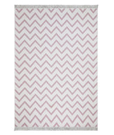 Covor 23002A, 60x100 cm, forma dreptunghiulara, bumbac, roz/alb