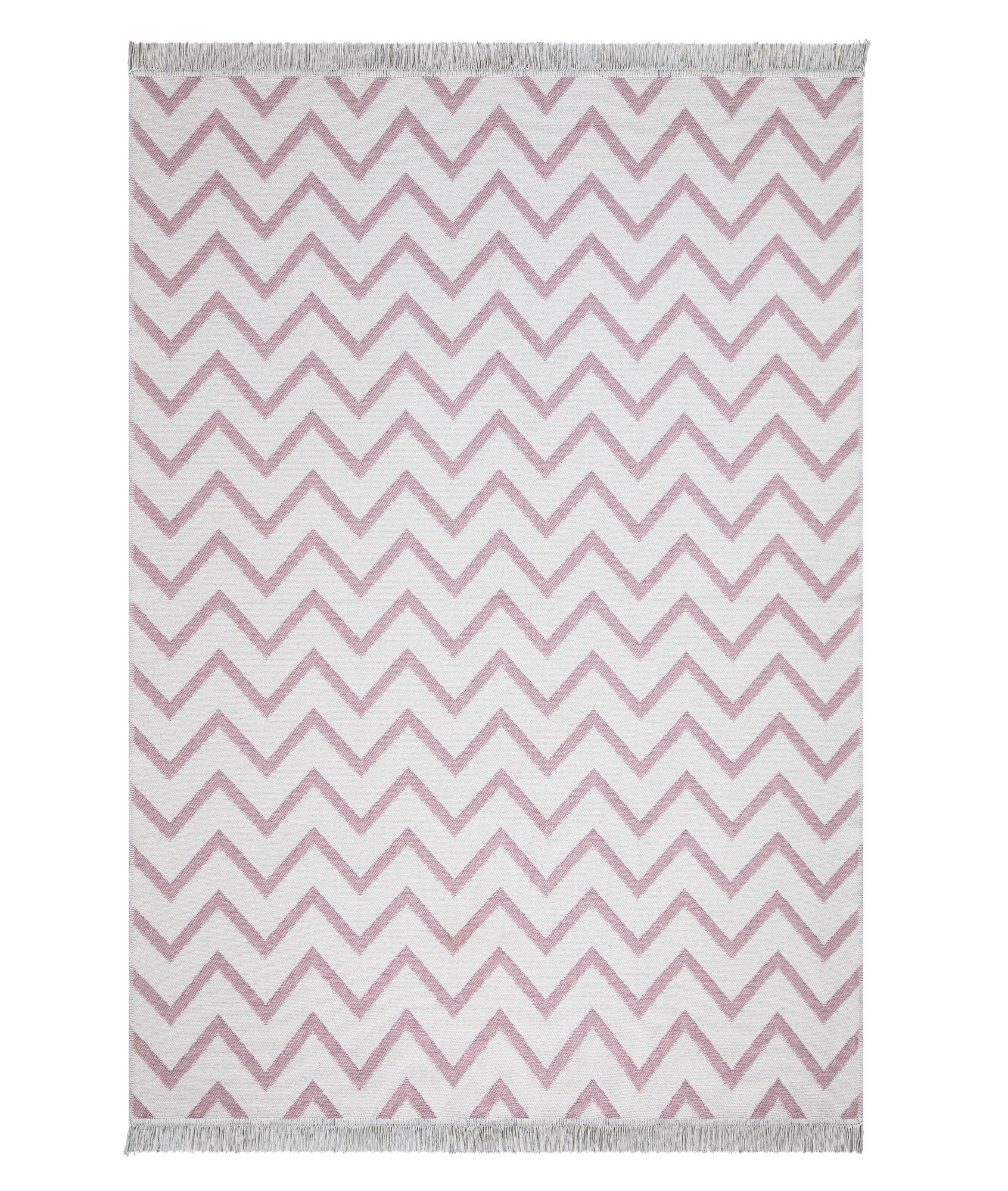Covor 23002A, 60x100 cm, forma dreptunghiulara, bumbac, roz/alb