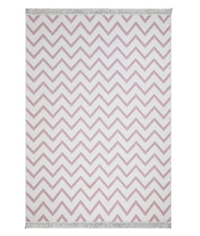 Covor 23002A, 60x100 cm, forma dreptunghiulara, bumbac, roz/alb