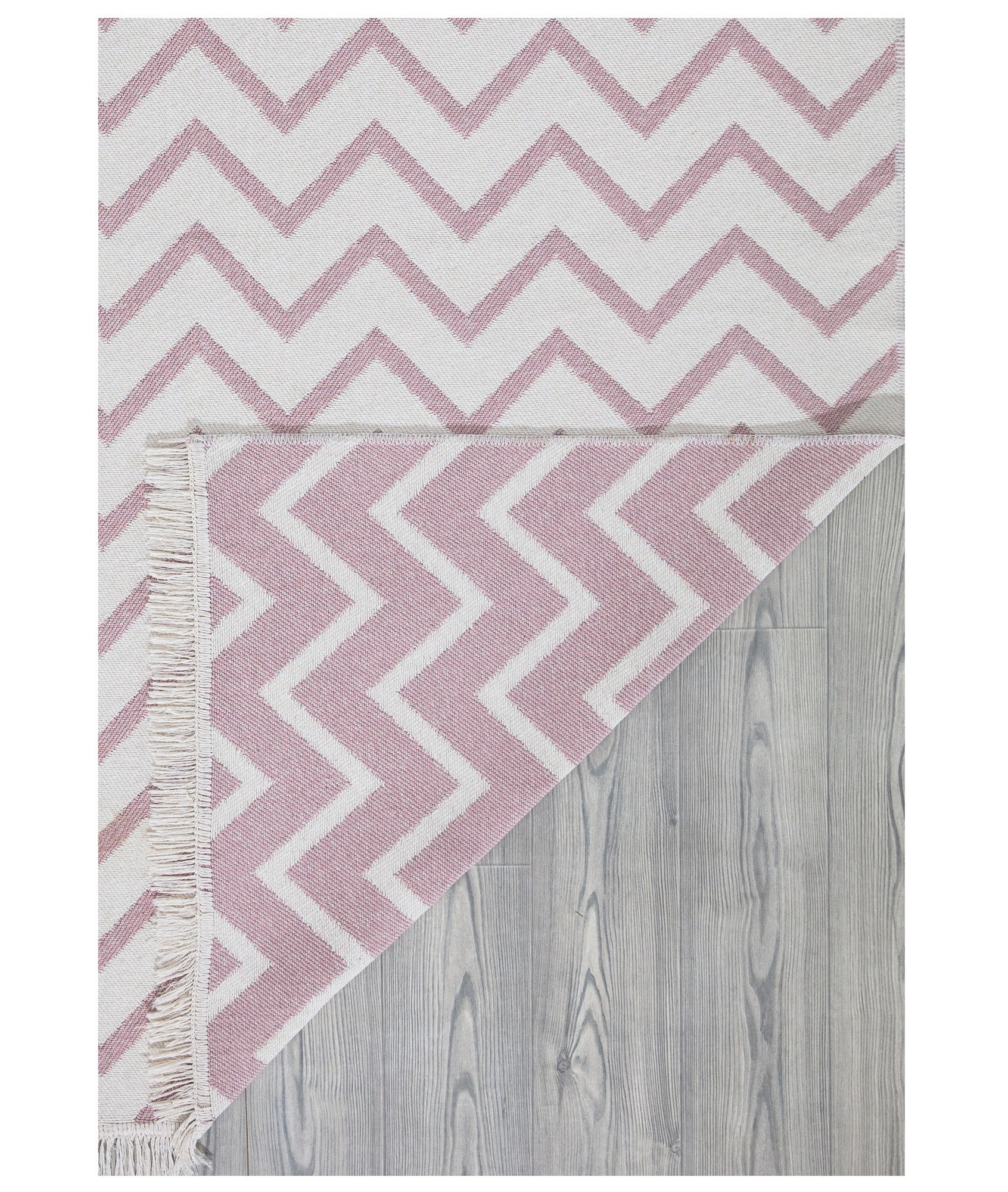 Covor 23002A, 60x100 cm, forma dreptunghiulara, bumbac, roz/alb