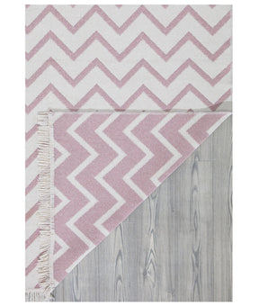 Covor 23002A, 60x100 cm, forma dreptunghiulara, bumbac, roz/alb