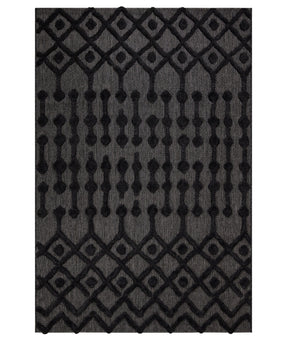 Covor 58388A, 80x150 cm, forma dreptunghiulara, poliester/polipropilena, negru
