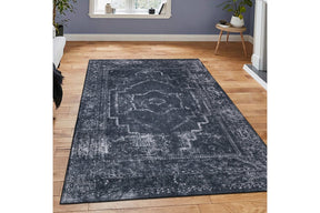 Covor 4008A, 80x150 cm, forma dreptunghiulara, tesatura catifelata, negru