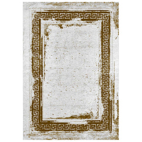 Covor, 160x230 cm, forma dreptunghiulara, tesatura de catifea, alb/maro, 4024A