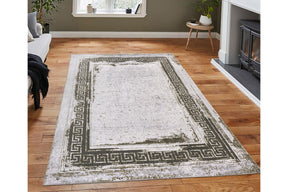 Covor 4024A, 80x150 cm, forma dreptunghiulara, tesatura catifelata, crem/maro