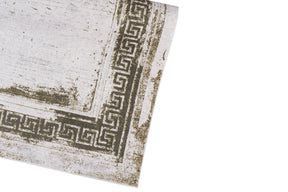 Covor 4024A, 80x150 cm, forma dreptunghiulara, tesatura catifelata, crem/maro