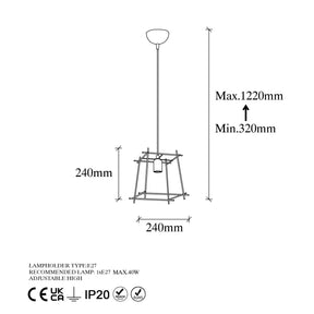 Lustra COMAN 11271, auriu/negru, metal, 24x32-122 cm