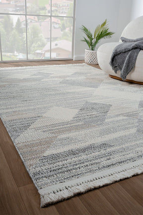 Covor BASTIA, 100x200 cm, forma dreptunghiulara, polipropilena, crem/gri, 1274