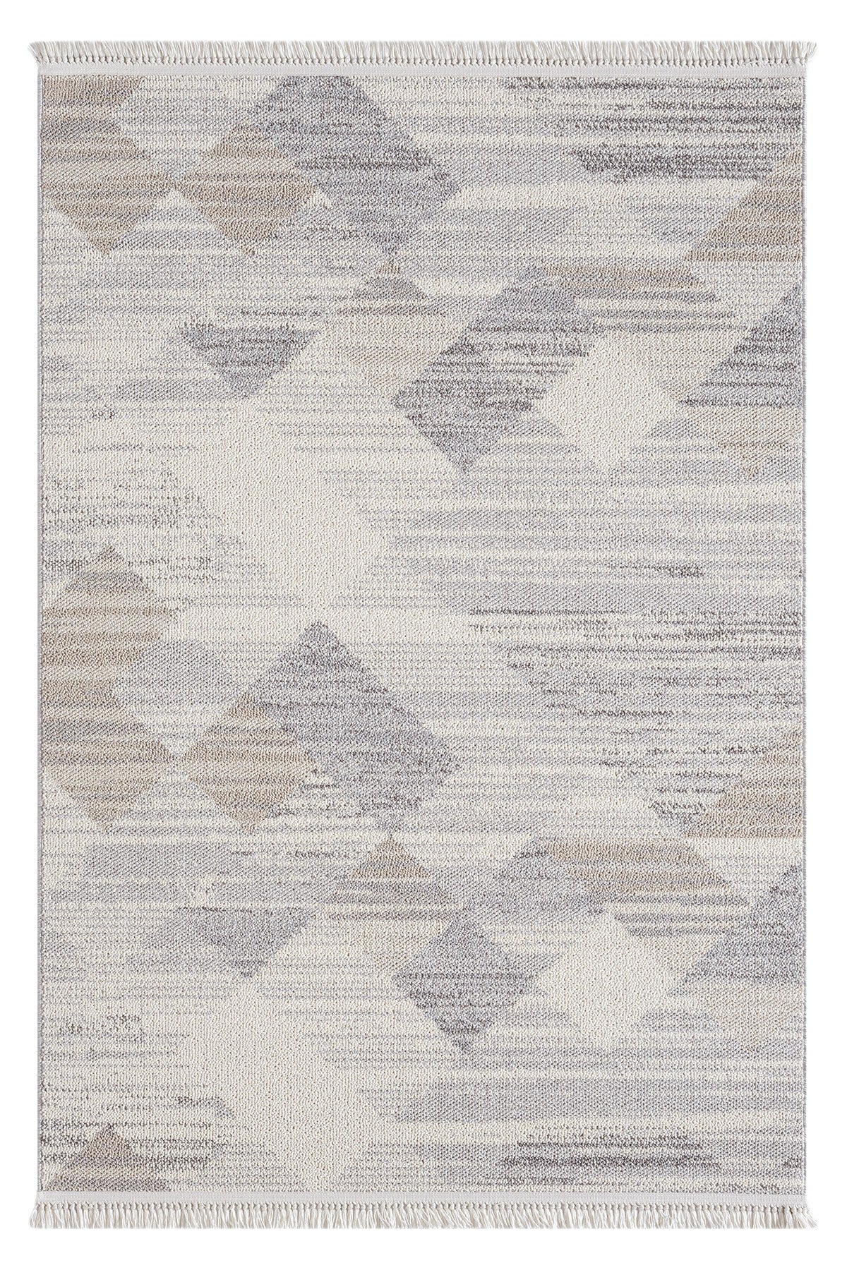Covor BASTIA, 100x200 cm, forma dreptunghiulara, polipropilena, crem/gri, 1274