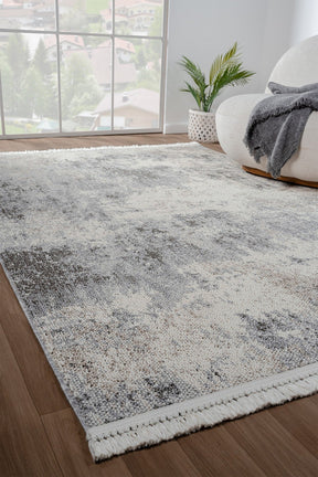 Covor BASTIA, 80x150 cm, forma dreptunghiulara, polipropilena, crem/gri, 1275