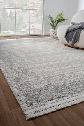 Covor BASTIA, 80x150 cm, forma dreptunghiulara, polipropilena, gri/crem, 1277