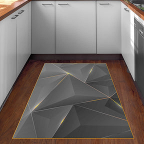 Covor F5005, 80x120 cm, forma dreptunghiulara, poliester, auriu/negru