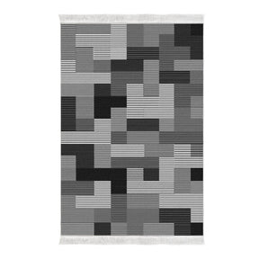 Covor MU113, 80x120 cm, forma dreptunghiulara, poliester, gri/negru