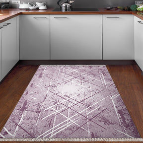 Covor M5003, 80x120 cm, forma dreptunghiulara, poliester, mov/alb