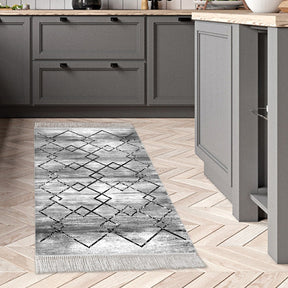 Covor M5006, 80x120 cm, forma dreptunghiulara, poliester, negru/gri
