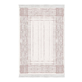 Covor M5076, 80x120 cm, forma dreptunghiulara, poliester, crem/roz deshis