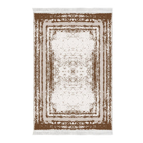 Covor M5132, 80x120 cm, forma dreptunghiulara, poliester, maro/crem