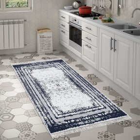 Covor M5132, 80x120 cm, forma dreptunghiulara, poliester, albastru