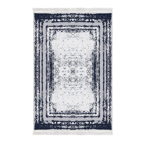 Covor M5132, 80x120 cm, forma dreptunghiulara, poliester, albastru