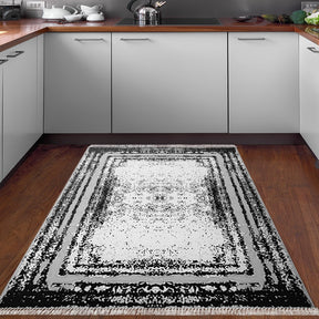 Covor M5132, 80x120 cm, forma dreptunghiulara, poliester, negru