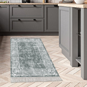 Covor M5142, 80x120 cm, forma dreptunghiulara, poliester, gri inchis
