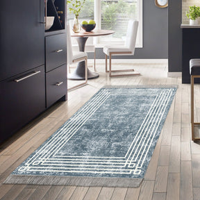 Covor M5142, 80x120 cm, forma dreptunghiulara, poliester, albastru