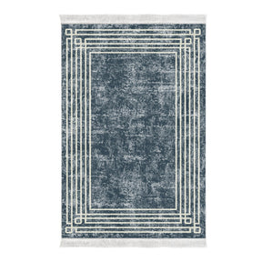Covor M5142, 80x120 cm, forma dreptunghiulara, poliester, albastru