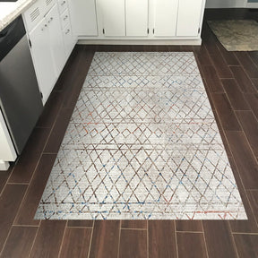 Covor AL1103 - V2, 80x120 cm, forma dreptunghiulara, poliester, bej