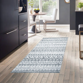 Covor F5078 - V2, 80x120 cm, forma dreptunghiulara, poliester, albastru inchis