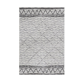 Covor F5081 - V2, 80x120 cm, forma dreptunghiulara, poliester, alb/gri inchis
