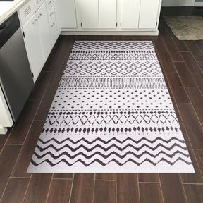 Covor F5086 - V2, 80x120 cm, forma dreptunghiulara, poliester, alb/maro