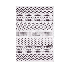Covor F5086 - V2, 80x120 cm, forma dreptunghiulara, poliester, alb/maro