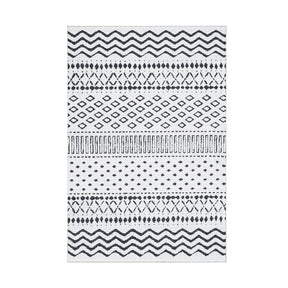 Covor F5086 - V2, 80x120 cm, forma dreptunghiulara, poliester, alb/negru
