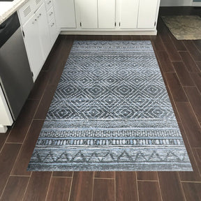 Covor F5087 - V2, 80x120 cm, forma dreptunghiulara, poliester, turcoaz